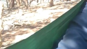Hot guy masturbating in hammock huge cock