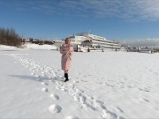 Russian Nude Girl in forest on bridge and with ships 9/16
