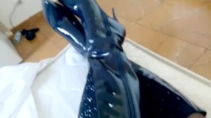 Squeaky Blue Patent Boots
