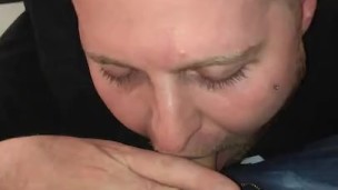 First time sucking my trans cock 