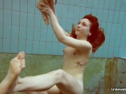Nudist babes in the pool underwater stripping 15/16