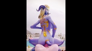 Draenei Elf Futa sexo en la fiesta épica en la piscina [Grand Cupido] (World of Warcraft)