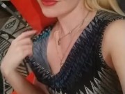 At friends house, a pretty milf shows her cute tight pussy and perfect breast  1/16