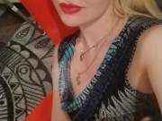 At friends house, a pretty milf shows her cute tight pussy and perfect breast  3/16