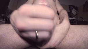 Masturbating with a condom and pumping it full with cum