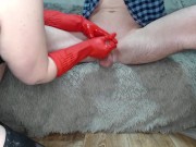 Great handjob in rubber red gloves 9/16