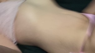 SFW wake up pink lace bra and pink FUCK ME panties