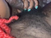 EBONY SLAPS GORILLA PUNCHER'S BIG BLACK BALLS AS SHE SUCKS!!! 10/16