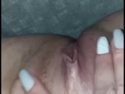 PAWG plays with herself in public at night
