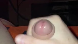 Masturbating to hot porn on big screen