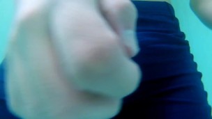 man masturbating underwater in the pool