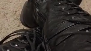 Squeaky Leather Combat Boots