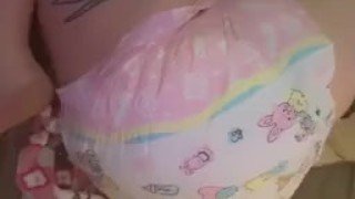 Secret diaper girl fills diaper and has screaming orgasm