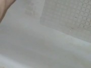Chubby girl pee all over herself