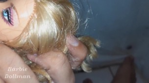 Spitting all over the body of a hot big lips pink skirt and bra blonde CFNM