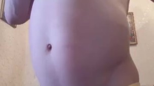 Classic belly inflation with a classic hand pump))
