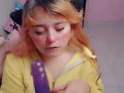 Cute girl does blowjob sloppy with a lot of saliva and it is very excited 3/16