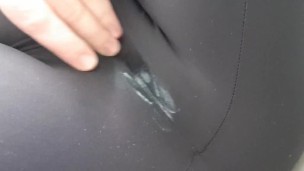 Creamy NZ pussy squirts through tights