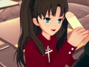 Rin Tohsaka gives a blowjob before taking a facial - Fate Stay Night Hentai 2/16