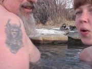 Public blowjob at roadside hot springs - got caught - Lavender Joy 11/16