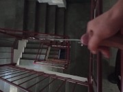 college stairwell jerk off cumshot