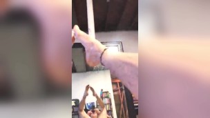 IT GETS ME HORNY DOING KINKY STUFF WITH MY FEET AND BUTTHOLE IN THE MIRROR