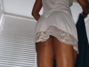 UPSKIRT No PANTIES - My Stepsister on the COUCH with Her Legs Wide Open 4/16