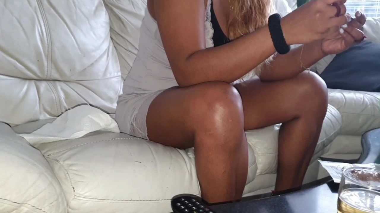 UPSKIRT No PANTIES - My Stepsister on the COUCH with ...