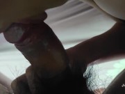 她躺在身下给我吹，我对着她的小嘴有节奏的来回抽插 10/16