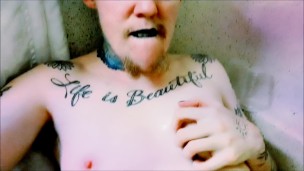 FTM Goth Boy Solo Masturbation and Shaking Orgasms 