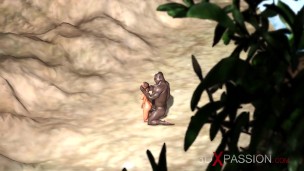 Hot sex on the beach! Big black man bangs a horny ebony on the savage island
