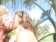 Hot girl bends over to a tree and gets fucked wild in the jungle, gives amazing blowjob 2/16