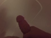 Horny Scott jerks spits on his cock and jerks it in the shower until he cums