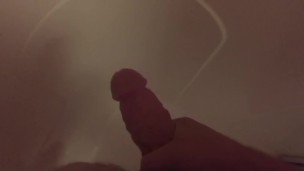 Horny Scott jerks spits on his cock and jerks it in the shower until he cums