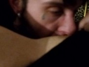 Deep tongue inside wet pink pussy moaning for more orgasm and pressure to cum harder 1/16