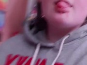 Just in his hoodie and panties tease
