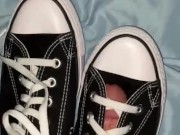 Sliding my dick in my black converse shoes