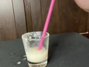 Using Wife’s Jeffree Star Straw to play with my cum, if she knew she’d go crazy!!