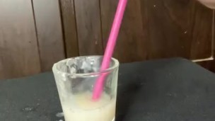 Using Wife’s Jeffree Star Straw to play with my cum, if she knew she’d go crazy!!