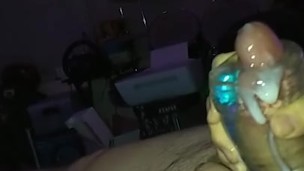 creampie on my brand new see-through toy (huge load)