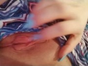 A sweet horny blonde is flashing her pussy and big tit in friends house 12/16