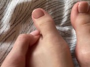 Toes with beige pedicure 16/16