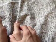 Toes with beige pedicure 6/16