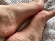 Toes with beige pedicure 8/16