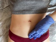 Belly button and medical gloves 13/16