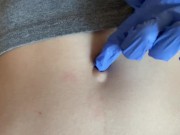 Belly button and medical gloves
