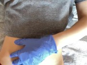 Belly button and medical gloves 3/16