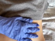 Belly button and medical gloves 4/16
