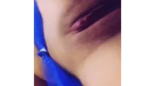 Blue eyed beauty masturbates in the kitchen