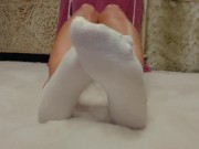 Sexy white ped sock strip tease  7/16